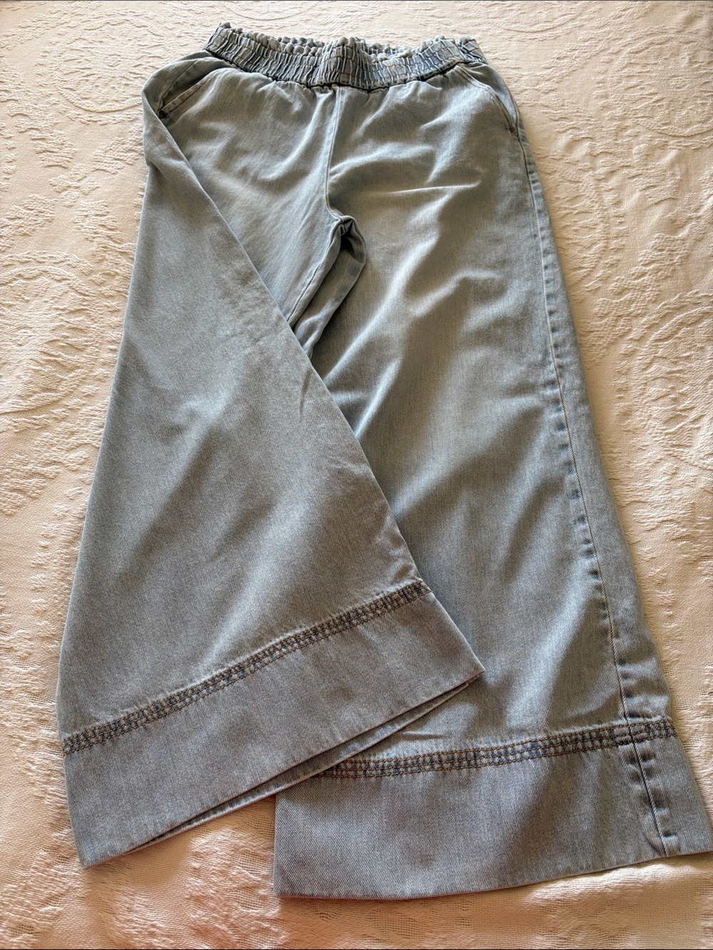Kensie Jeans Women’s Wide Leg Elastic Waist Jeans - Light Blue EUC M